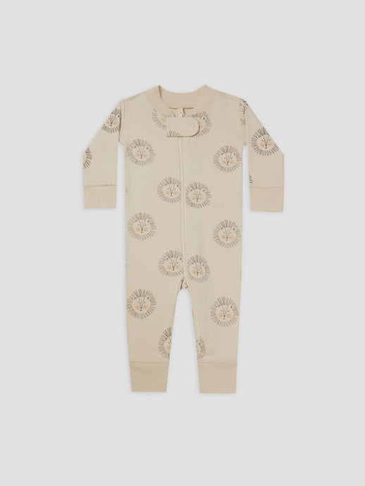 Organic Zip Longsleeve Sleeper - Lions - Natural