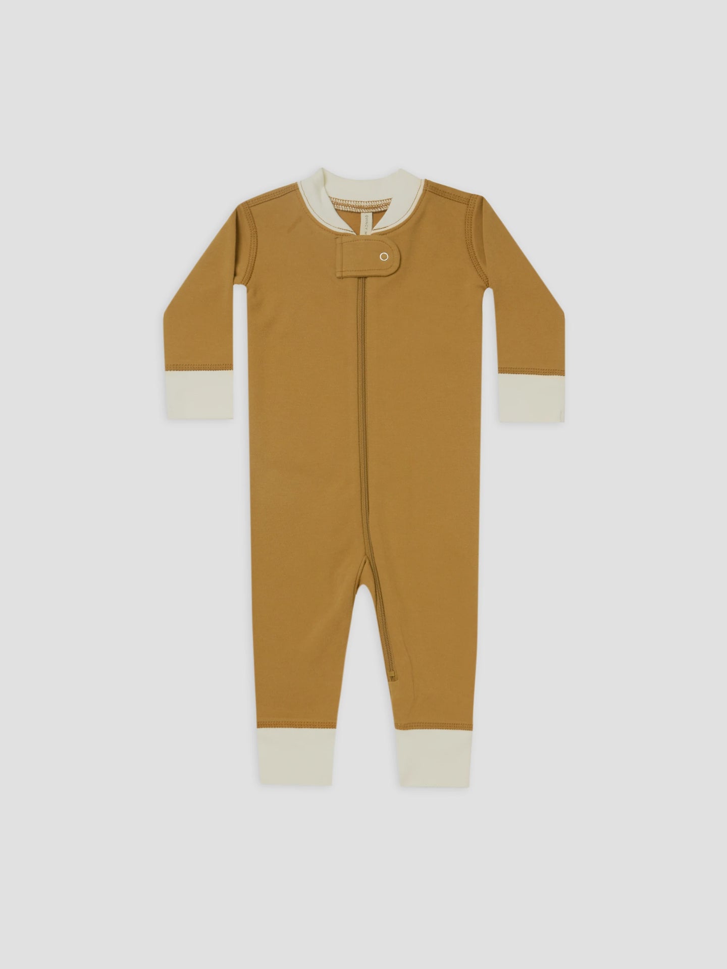 Quincy Mae - Organic Zip Longsleeve Sleeper - Ocre