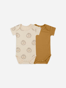 Quincy Mae - Organic Jersey Bodysuit 2-Pack - Lions, Ocre