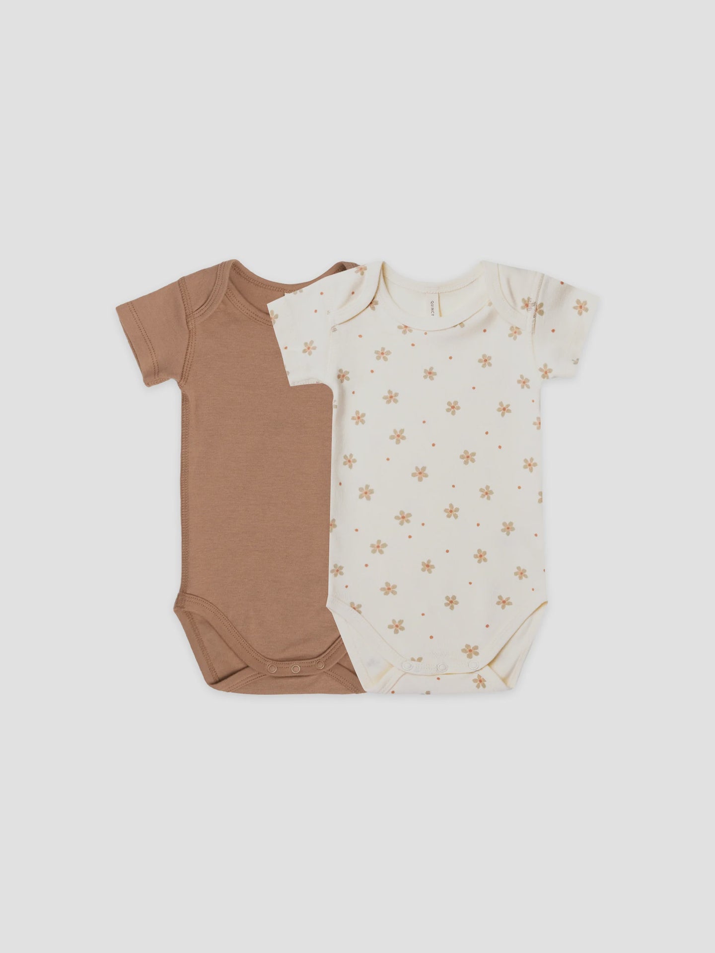 Quincy Mae - Short Sleeve Bodysuit 2 Pack - Clay, Dotty Floral