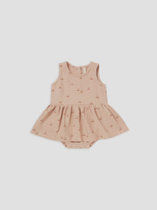 Quincy Mae - Organic Skirted Tank Onepiece - Cherries - Blush