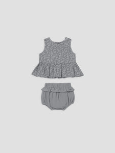 Quincy Mae - Organic Sleeveless Peplum Set - Indigo Flora