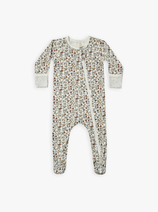 Quincy Mae - Fleur Bamboo Zip Footie - Ivory