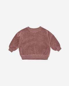 Quincy Mae - Velour Relaxed Sweatshirt - Fig