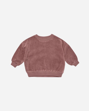 Quincy Mae - Velour Relaxed Sweatshirt - Fig