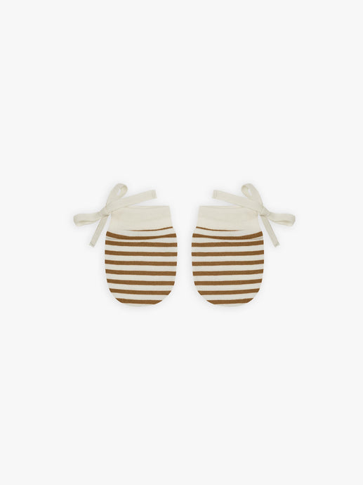 Organic Walnut Stripe No Scratch Mittens - Walnut-Stripe