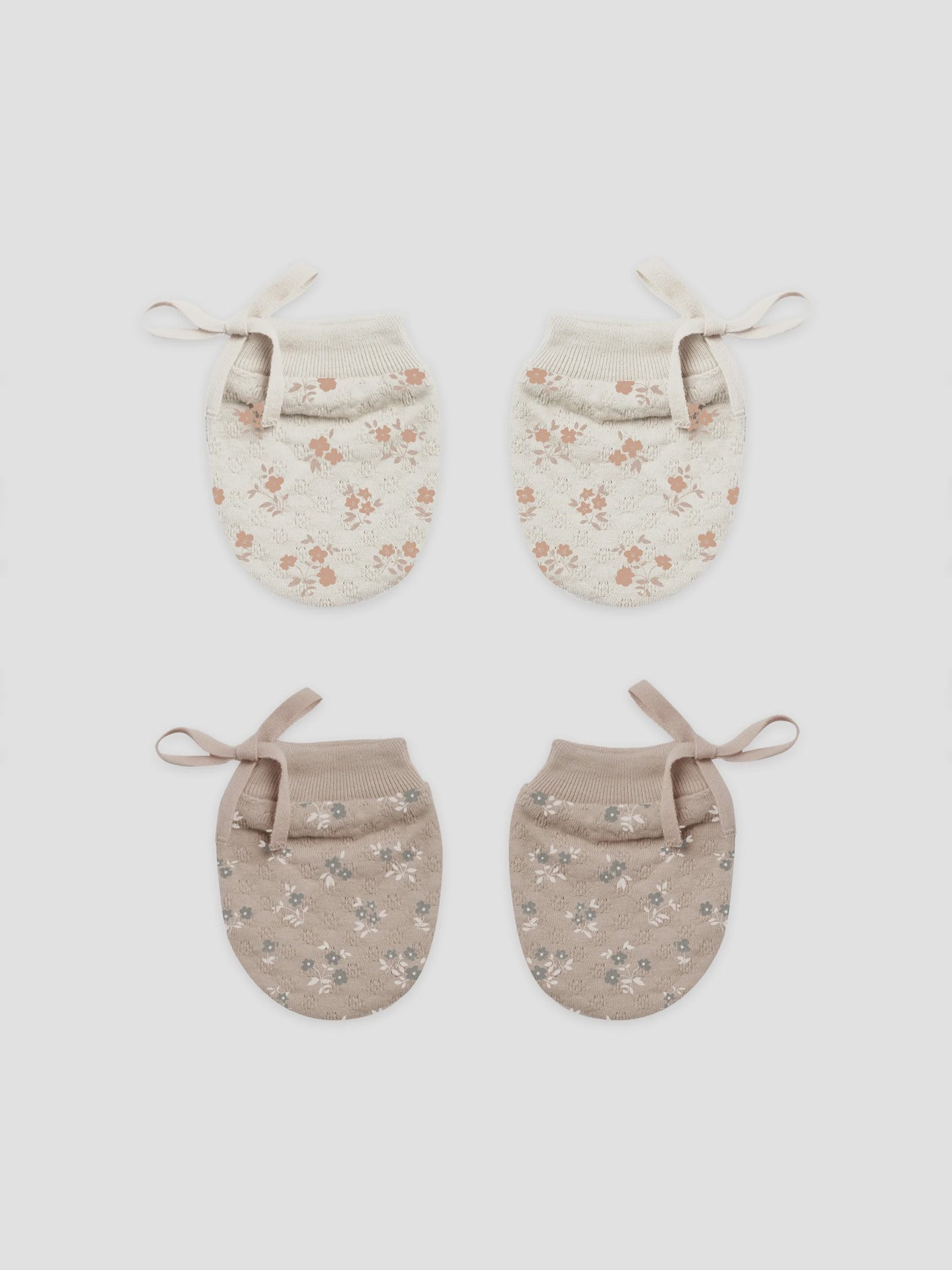 Quincy Mae - No Scratch Mittens Set - Truffle Floral/Blush Floral