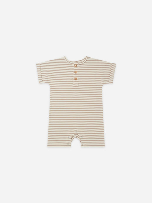 Quincy Mae - Organic Short Sleeve Romper - Warm Grey