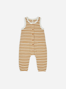 Quincy Mae - Organic Waffle Sleeveless Jumpsuit - Ocre Stripe