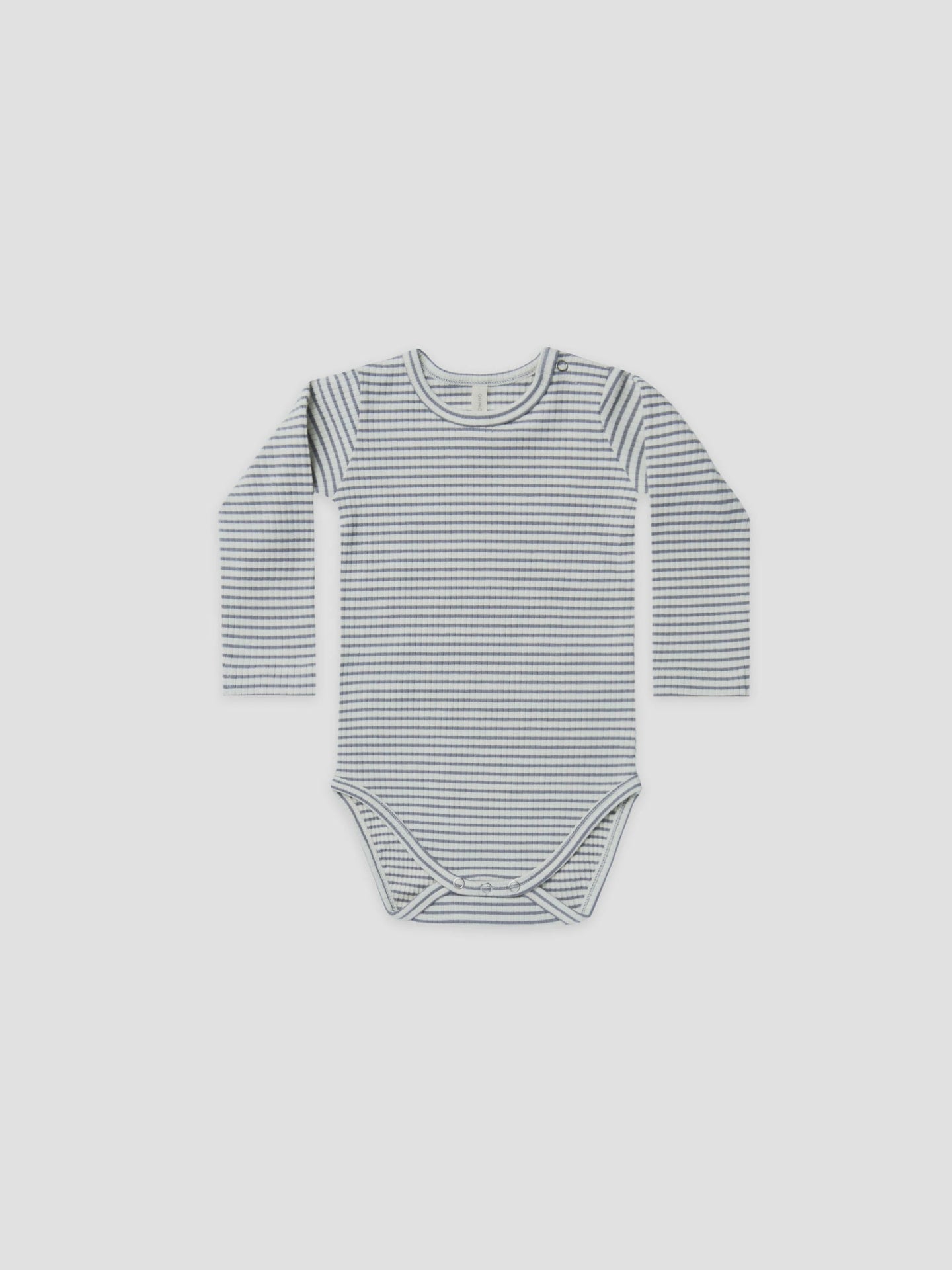 Quincy Mae - Organic Ribbed Longsleeve Bodysuit - Indigo Stripe
