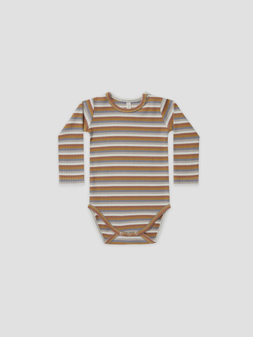 Quincy Mae - Organic Ribbed Longsleeve Bodysuit - Multi-Stripe