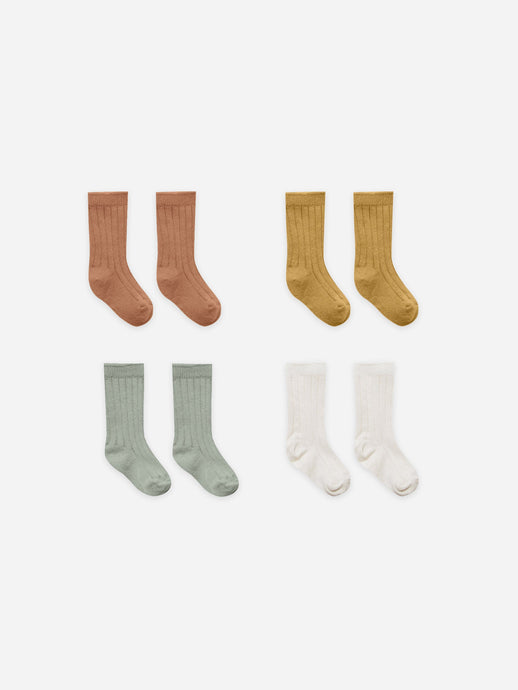 Quincy Mae - Baby Socks Set - Ivory, Spruce, Amber, Ocre