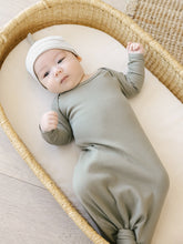 Load image into Gallery viewer, Quincy Mae - Organic Ribbed Knotted Baby Hat - Fern Stripe