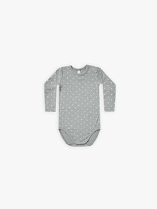 Quincy Mae - Criss Cross Bamboo Longsleeve Bodysuit - Dusty-Blue
