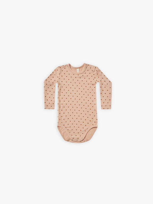 Quincy Mae - Hearts Bamboo Longsleeve Bodysuit - Petal