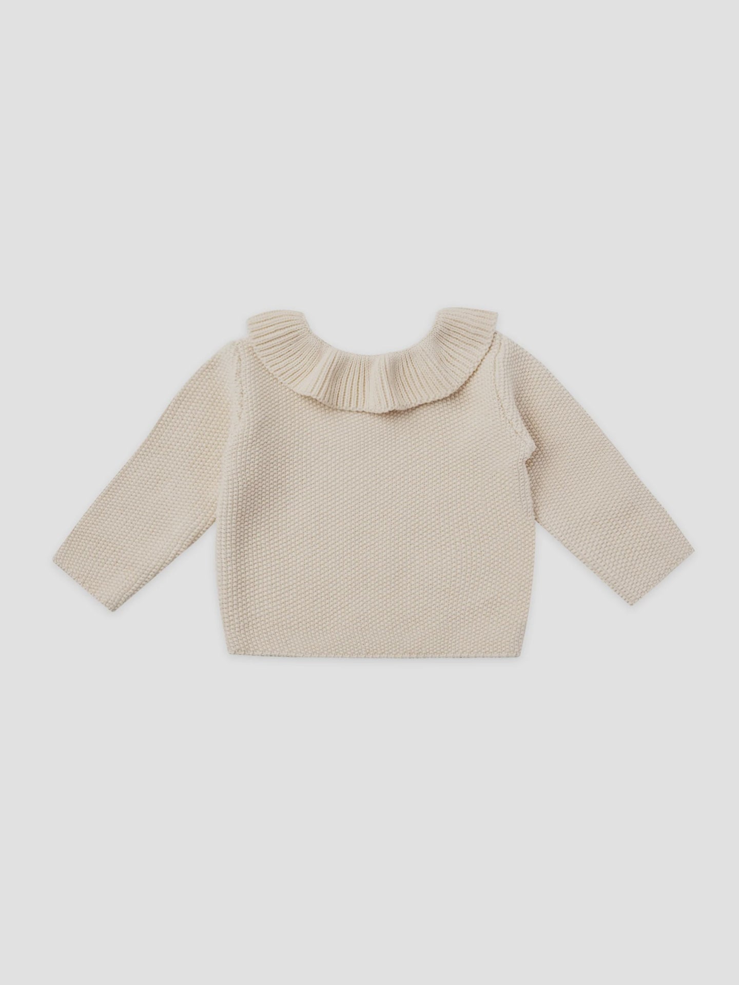 Quincy Mae - Organic Ruffle Collar Knit Sweater - Natural