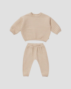 Quincy Mae - Quilted Sweater + Pant Set - Shell