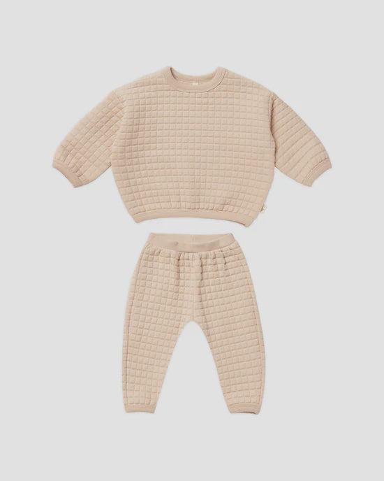 Quincy Mae - Quilted Sweater + Pant Set - Shell