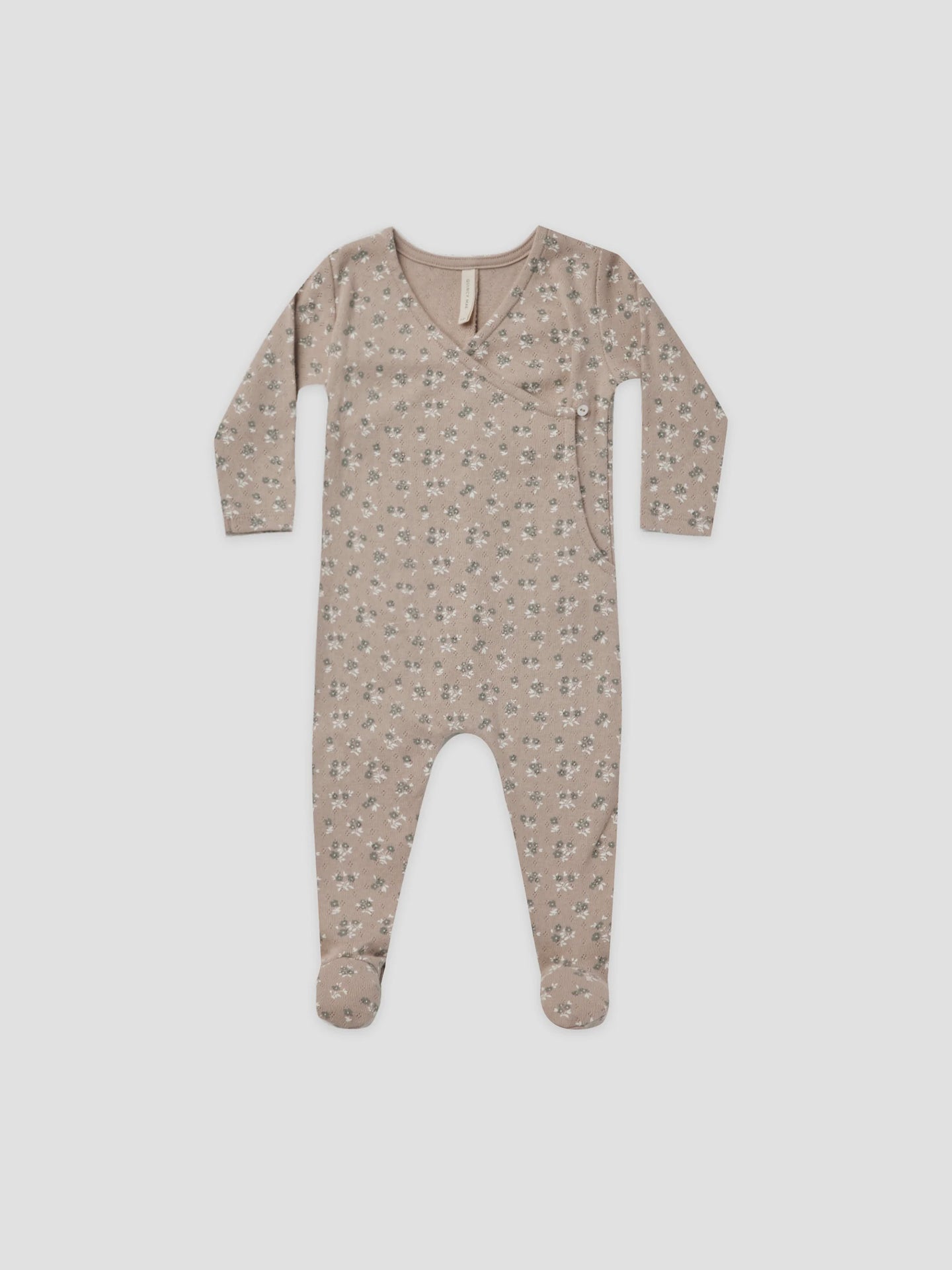 Quincy Mae - Organic Pointelle Wrap Footie - Truffle Floral
