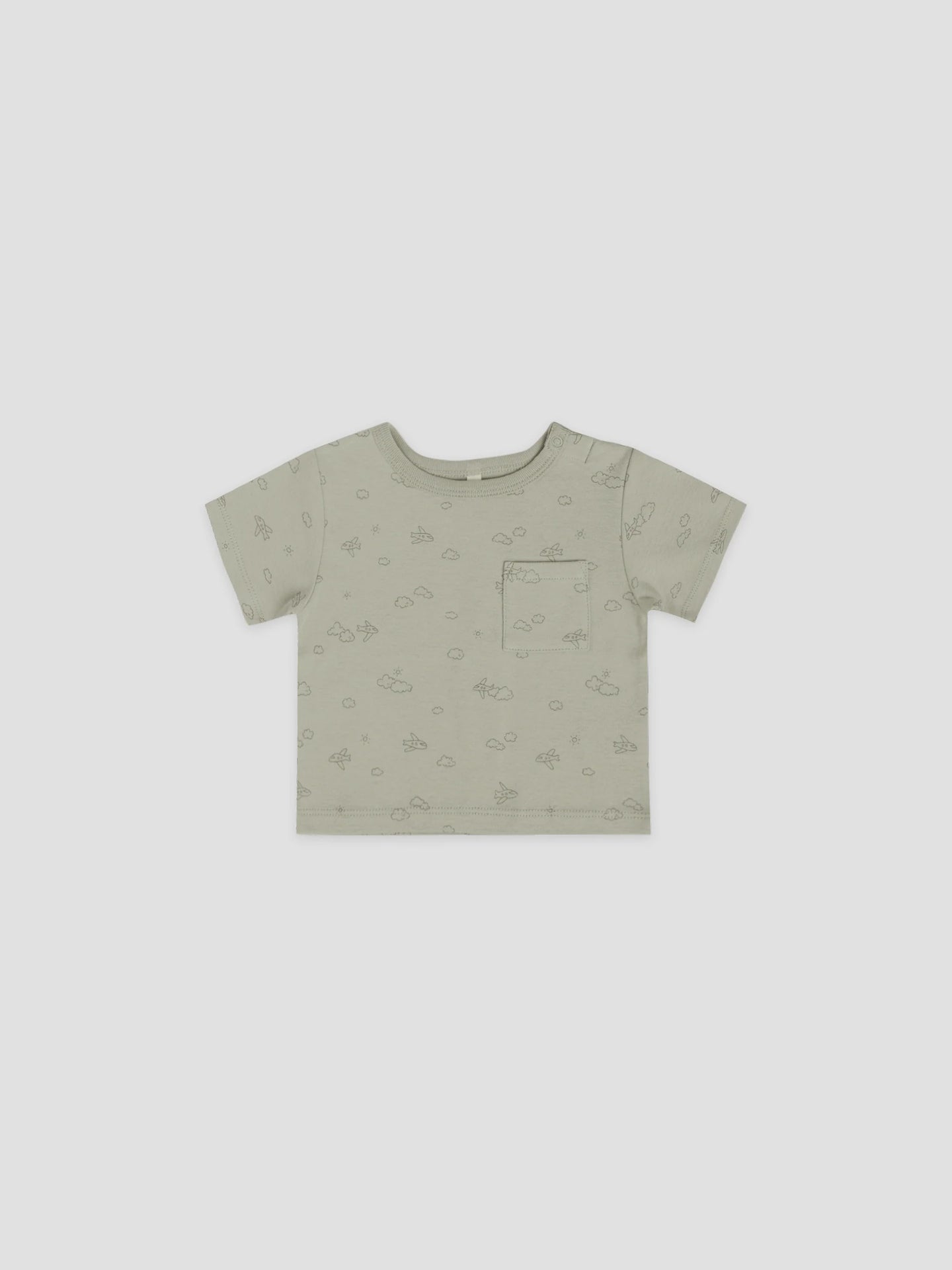 Quincy Mae - Boxy Pocket Tee - Airplanes