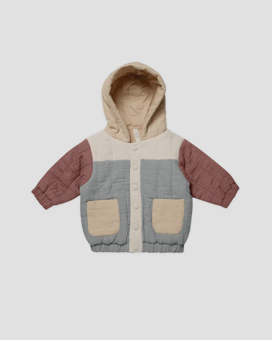 Quincy Mae - Hooded Woven Jacket - Color Block