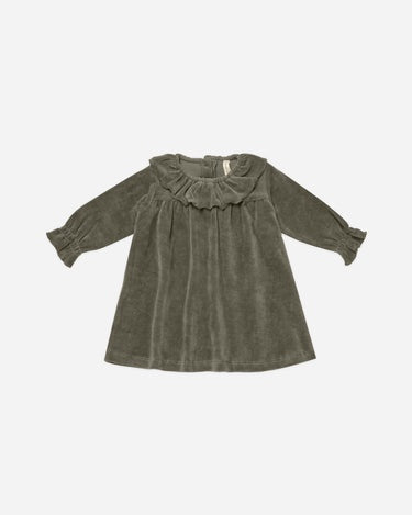 Quincy Mae - Velour Baby Dress - Forest