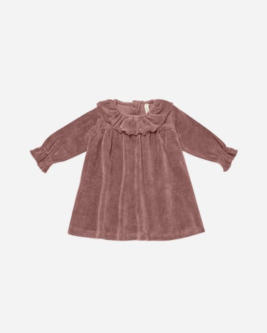 Quincy Mae - Velour Baby Dress - Fig