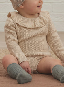 Quincy Mae - Organic Ruffle Collar Knit Sweater - Natural