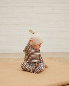 Quincy Mae - Organic Ribbed Footie - Autumn Stripe