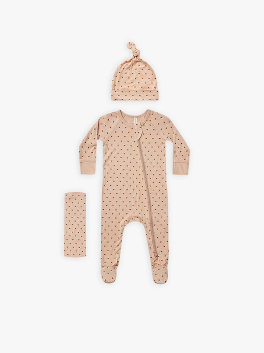 Quincy Mae - Hearts Bamboo Layette Set - Petal