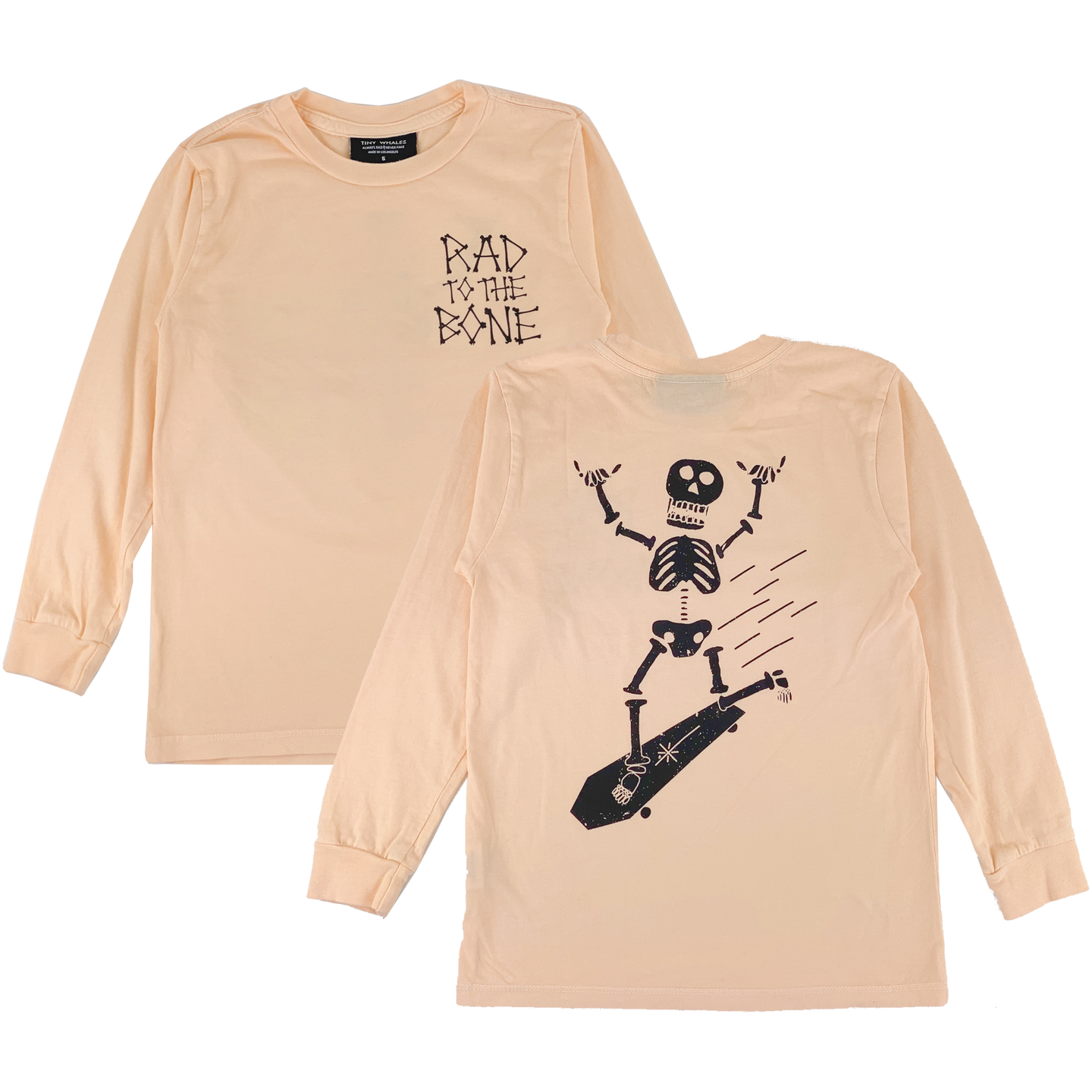 Tiny Whales - Rad To The Bone L/S Tee - Grapefruit