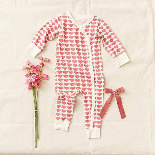 Pink Chicken - Organic Romper - Rapture Rose Hearts