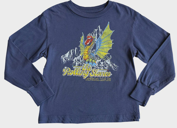 Rowdy Sprout - Rolling Stones Organic LS Tee - Vintage Navy