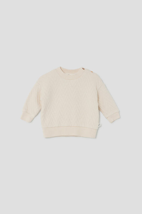 My Little Cozmo - Quilted Zigzag Baby Sweatshirt - Stone