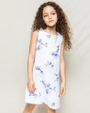 Load image into Gallery viewer, Petite Plume - Indigo Floral Amelie Nightgown - White/Blue