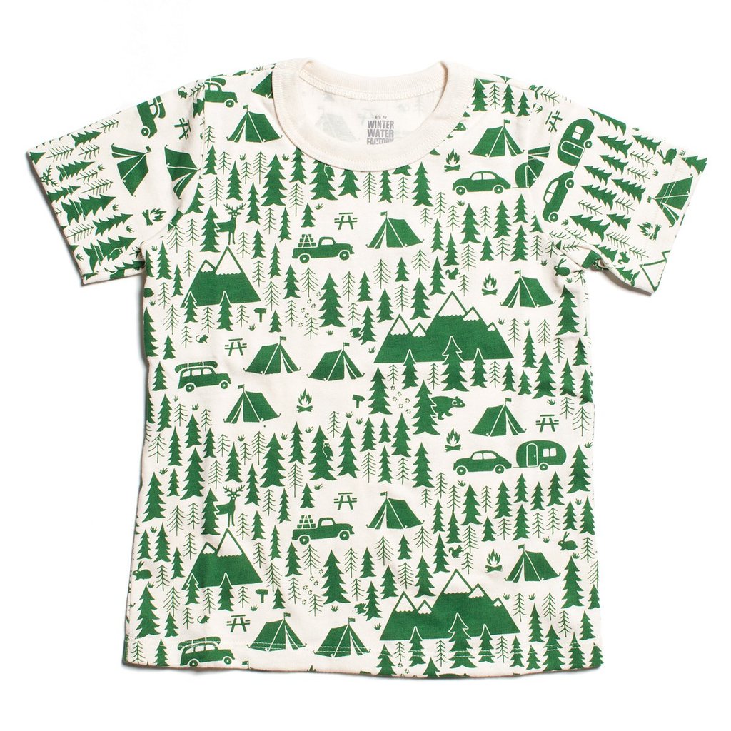 Winter Water Factory Organic Short Sleeve Tee - Campground Green