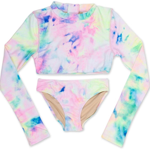 Shade Critters - Cropped Rashguard Set - Neon Tie Dye