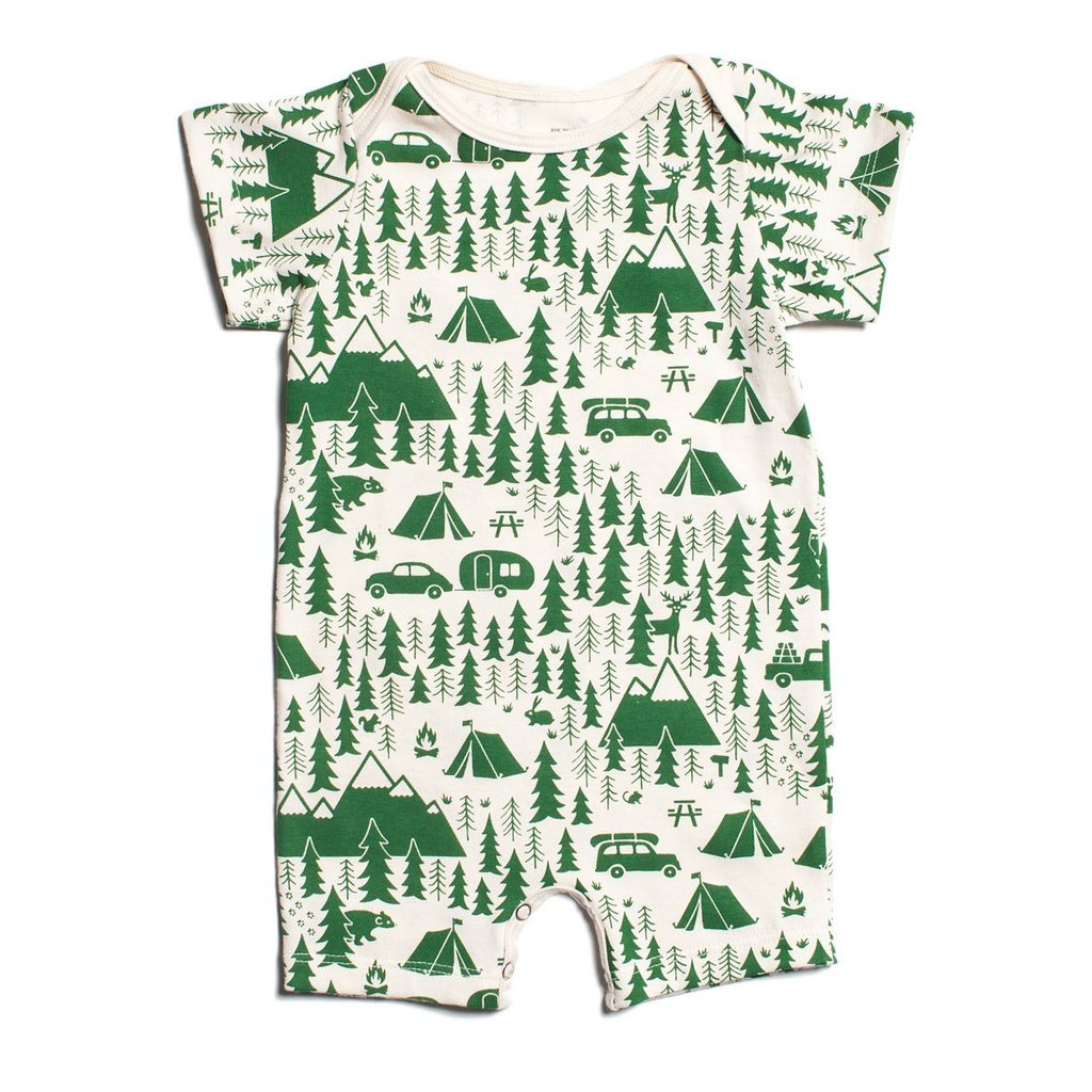 Winter Water Factory Organic Summer Romper - Campground Green