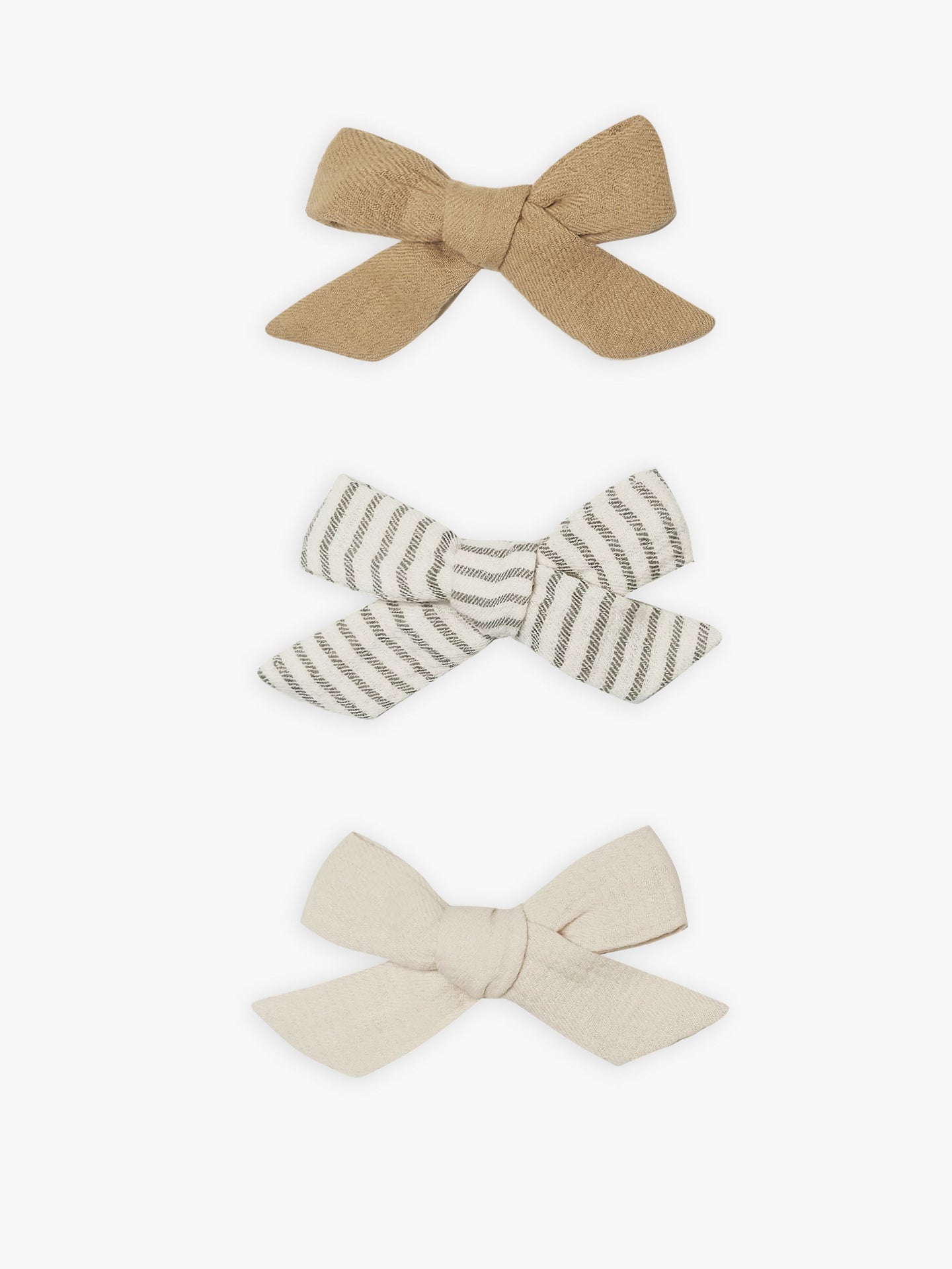 Quincy Mae - Bow W. Clip Set of 3 - Honey/Basil/Natural