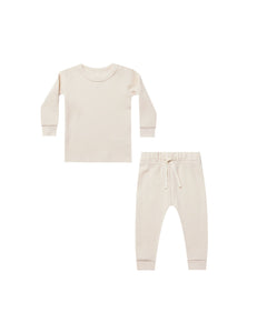 Quincy Mae - Waffle Top + Pant Set - Natural