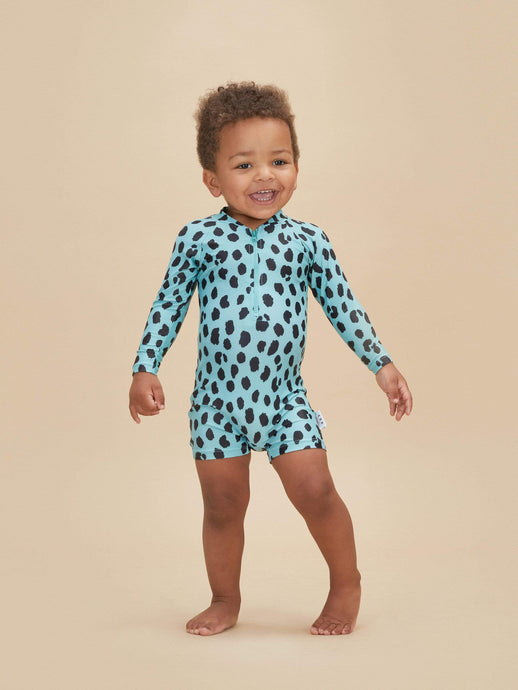 Huxbaby - Animal Long Sleeve Zip Shortie Swimsuit - Bright Surf