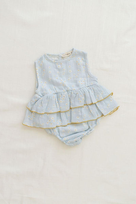 Fin & Vince - Organic Ruffle Onesie - Daisy Fields