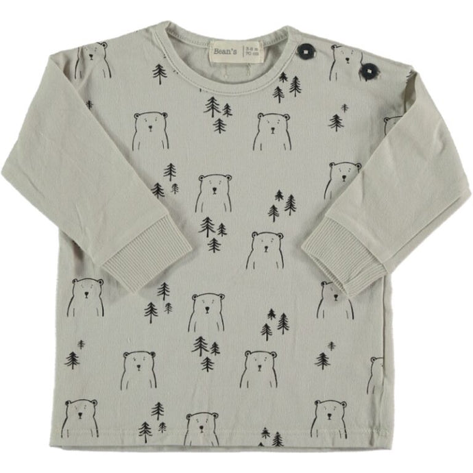Bean's Barcelona - Organic Cotton Bears Long Sleeve Top - Stone
