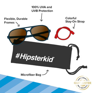 Hipsterkid Aviators Sunglasses - Denim, Polarized Coffee