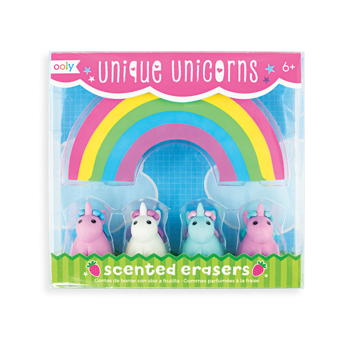 Unicorn Strawberry Scented Erasers - Set of 5