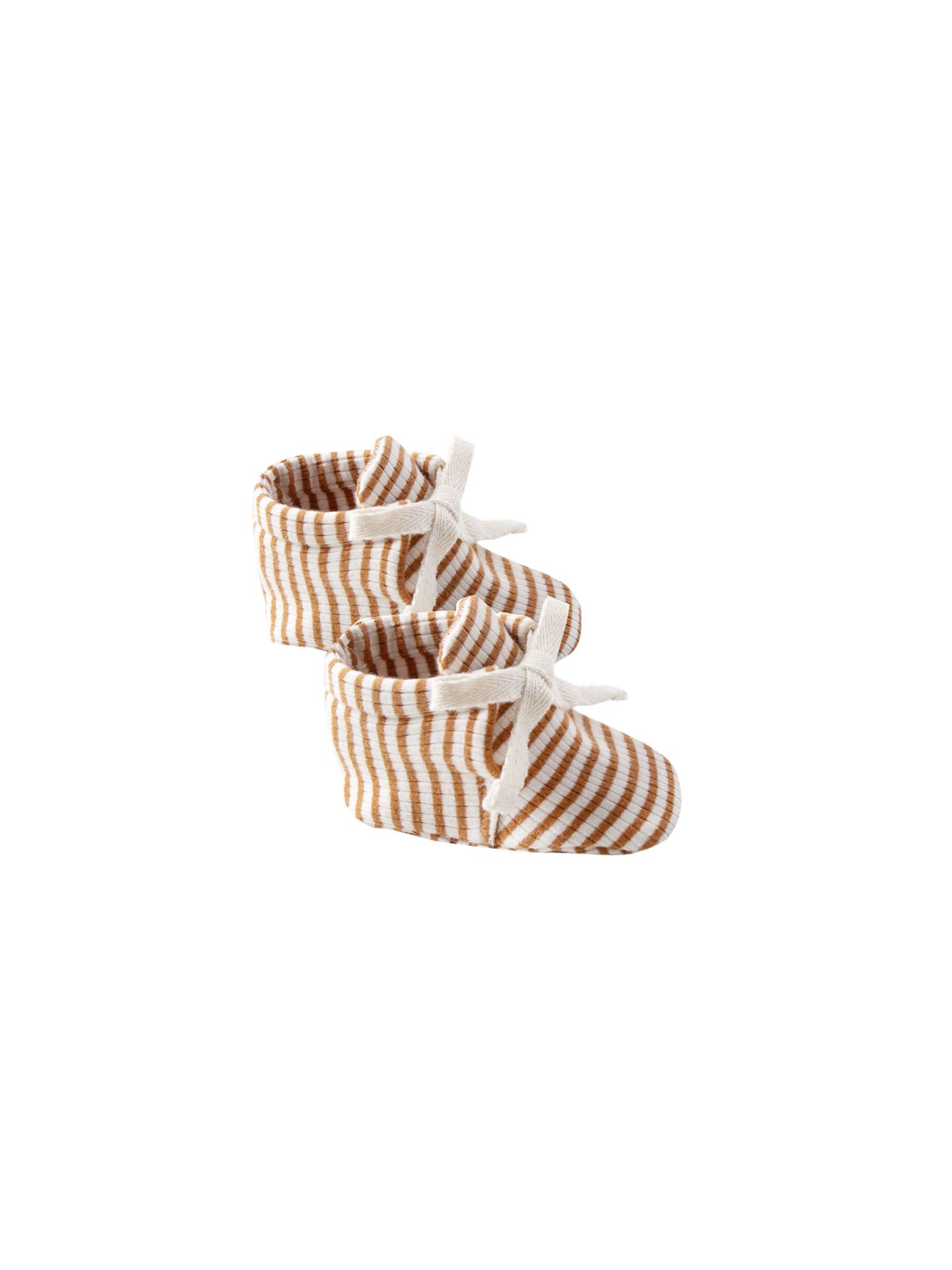 Quioncy Mae - Organic Ribbed Baby Booties - Walnut Stripe