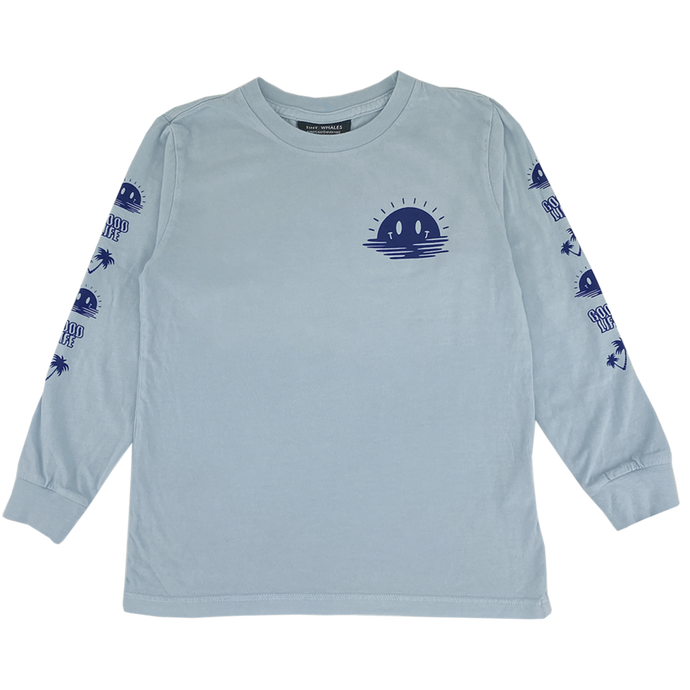 Tiny Whales - Good Life Long Sleeve Tee - Stone Blue