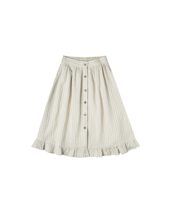 Rylee + Cru - Striped Oceanside Skirt - Sage/Ivory