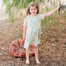 Load image into Gallery viewer, Sweet Bamboo - Swirly Girl Dress w/Cap Sleeve - Pineapple Floral