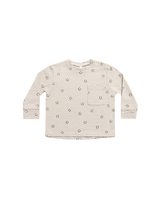 Rylee + Cru - Horseshoes Long Sleeve Skater Tee - Stone